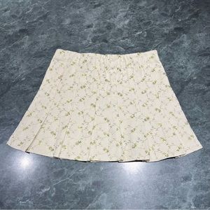 En Saison Frayed Mini Skirt Anthropologie Embroidered Pleated Cotton NWT Large
